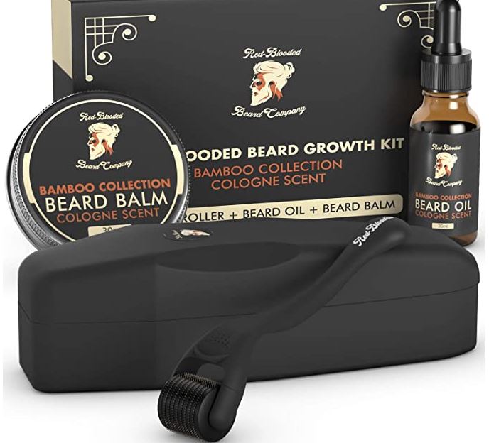 Kit dermaroller avec son huile et baume de barbe de la marque Red Blooded