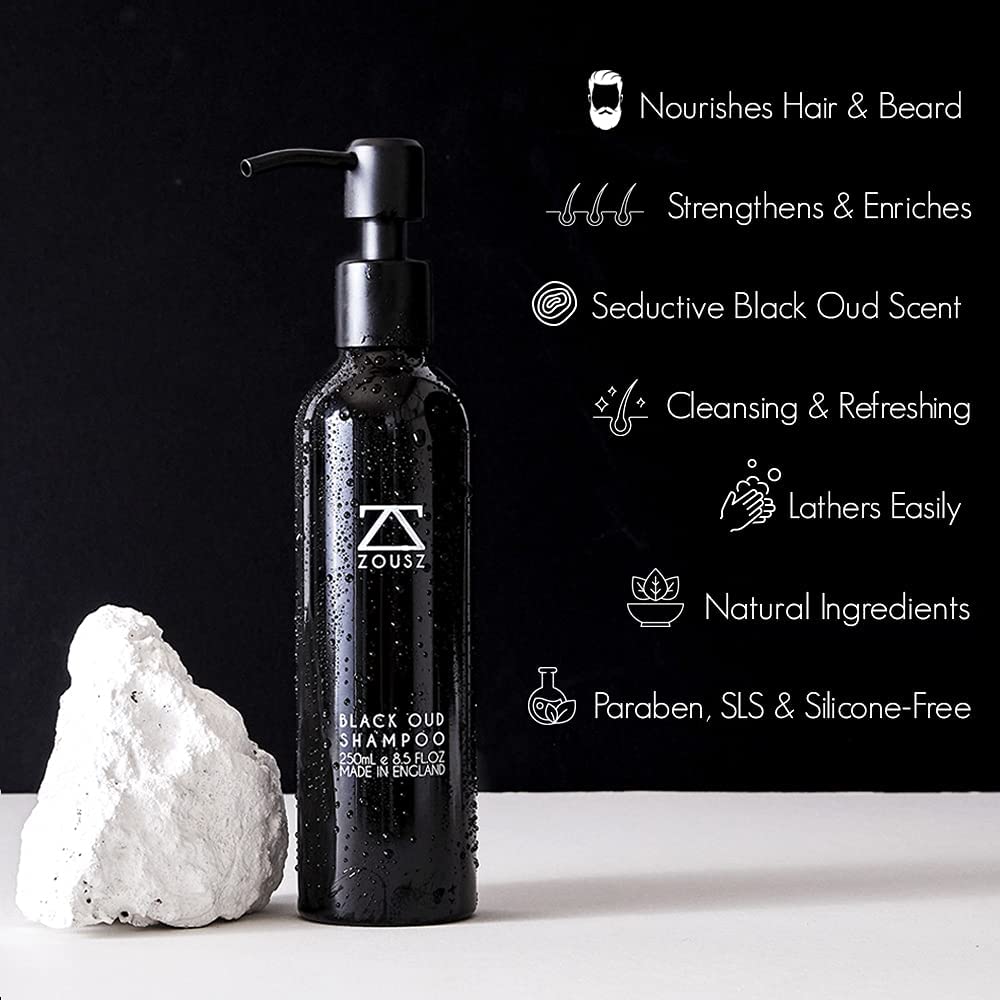 Shampoing barbe de la marque zousz. Très beau packaging, un peu luxe, bouteille noir